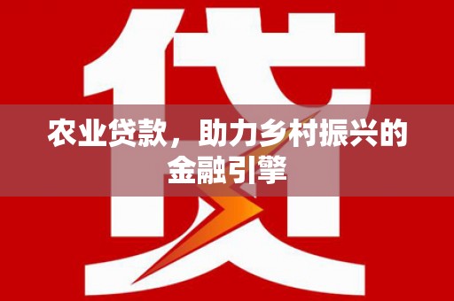 大武农业贷款，助力乡村振兴的金融引擎