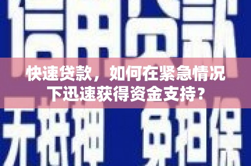 大武快速贷款，如何在紧急情况下迅速获得资金支持？