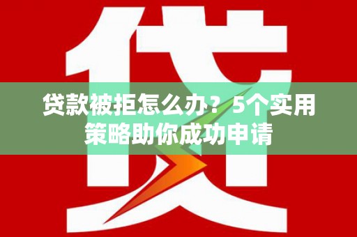 大武贷款被拒怎么办？5个实用策略助你成功申请