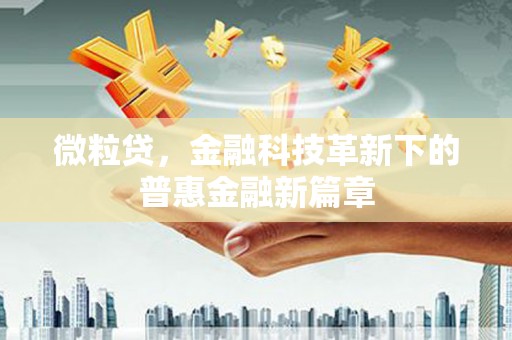 大武微粒贷，金融科技革新下的普惠金融新篇章