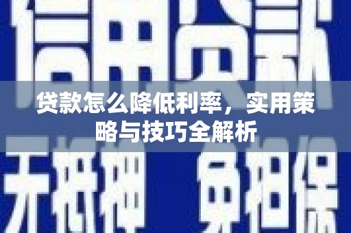大武贷款怎么降低利率，实用策略与技巧全解析