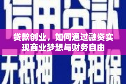 大武贷款创业，如何通过融资实现商业梦想与财务自由