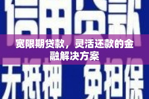 大武宽限期贷款，灵活还款的金融解决方案