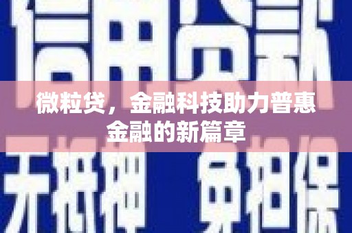 大武微粒贷，金融科技助力普惠金融的新篇章