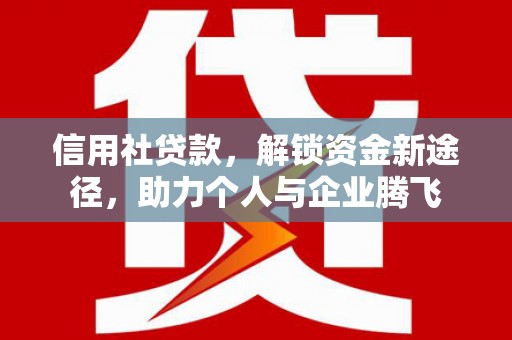 大武信用社贷款，解锁资金新途径，助力个人与企业腾飞