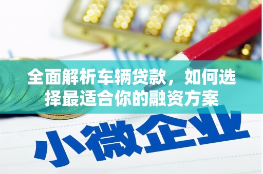 大武全面解析车辆贷款，如何选择最适合你的融资方案
