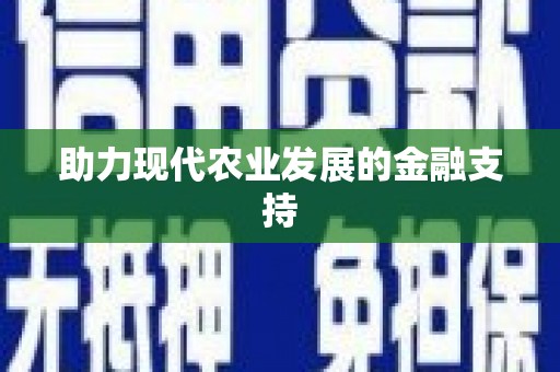 大武助力现代农业发展的金融支持