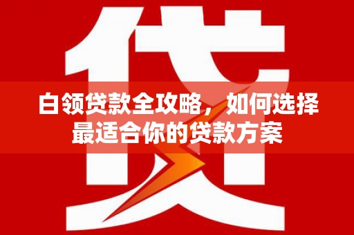 大武白领贷款全攻略，如何选择最适合你的贷款方案